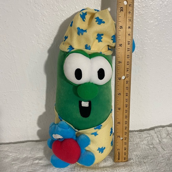 Vintage VeggieTales Larry The Cucumber in Pajamas Singing Lullaby Plush Light Up - Picture 3 of 6